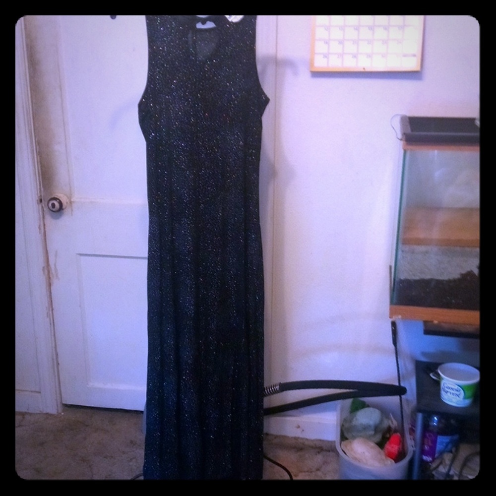 Black sparkly dress.
